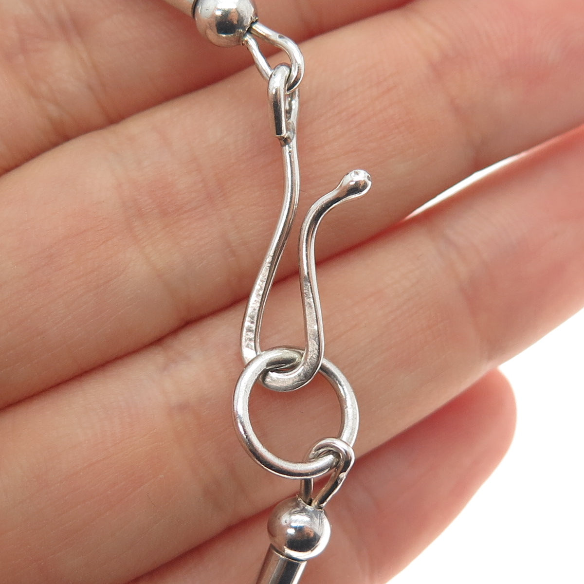 Old Pawn Navajo Sterling Silver Vintage Southwestern Beaded Chain Necklace 16"