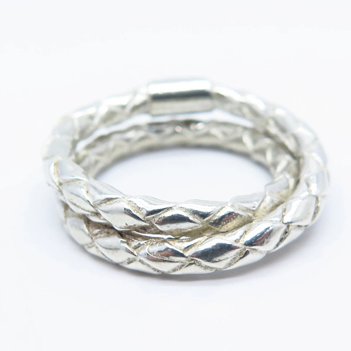 925 Sterling Silver Vintage Double Interlocked Ring Size 8.75