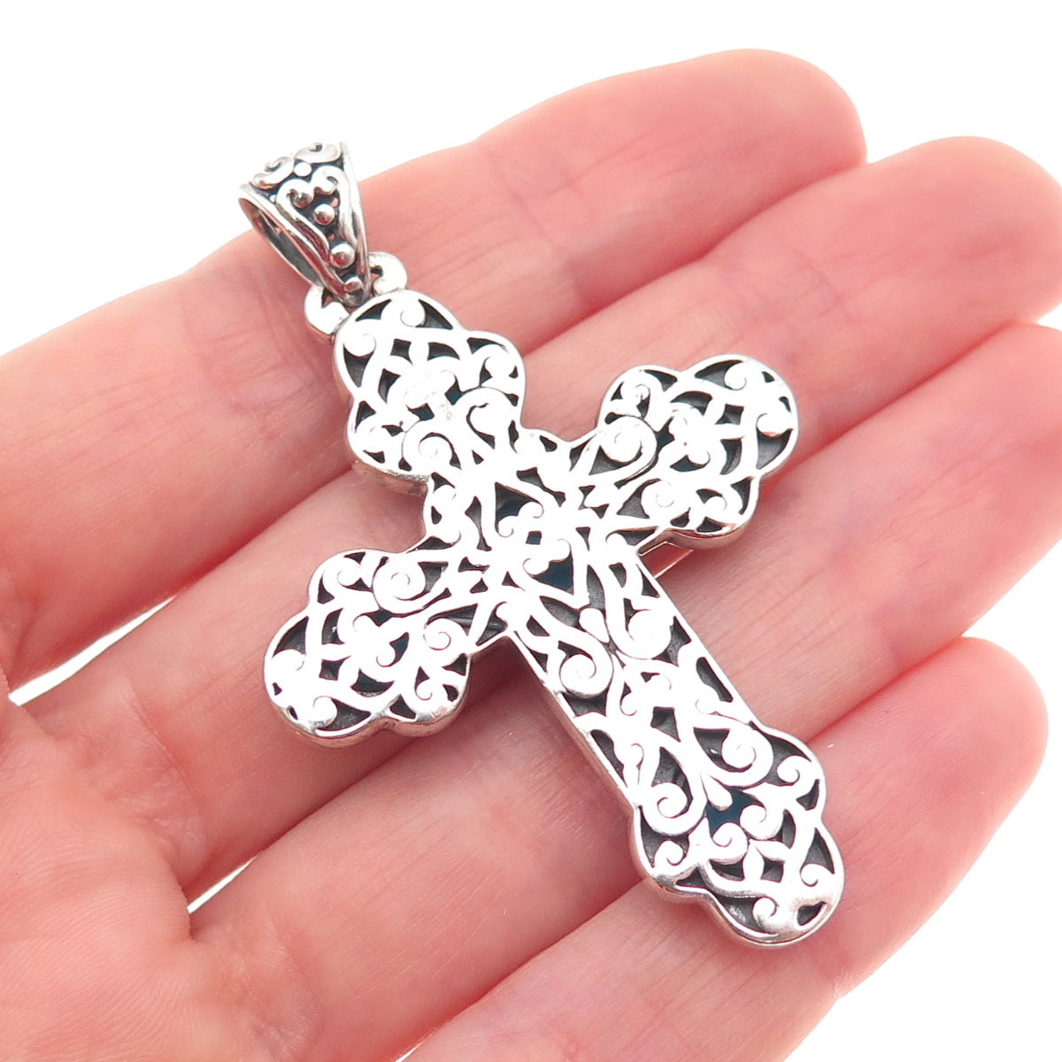 Samuel Benham 925 Sterling Silver 18K Gold Real Turquoise Cross Beaded Pendant