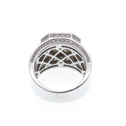 925 Sterling Silver Round-Cut C Z Octagon Ring Size 9.75
