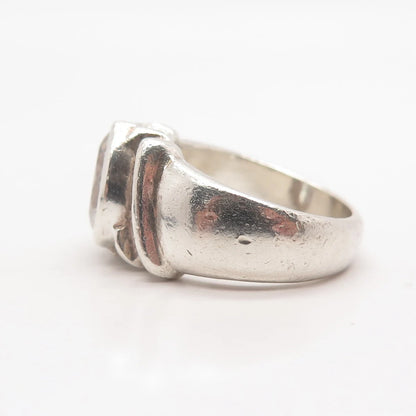 925 Sterling Silver Vintage Pear-Cut C Z Ribbed Ring Size 7