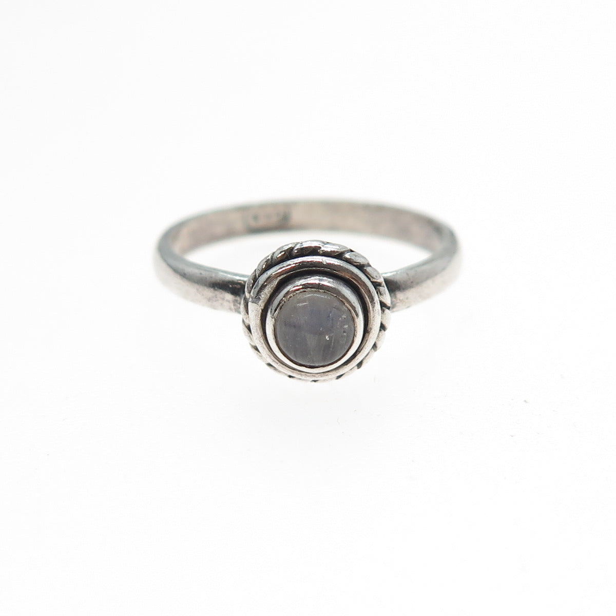 925 Sterling Silver Vintage Real Moonstone Oxidized Ring Size 5
