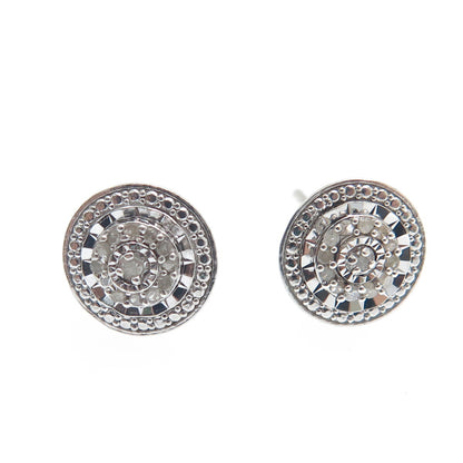 925 Sterling Silver Real Round-Cut Diamond Stud Earrings