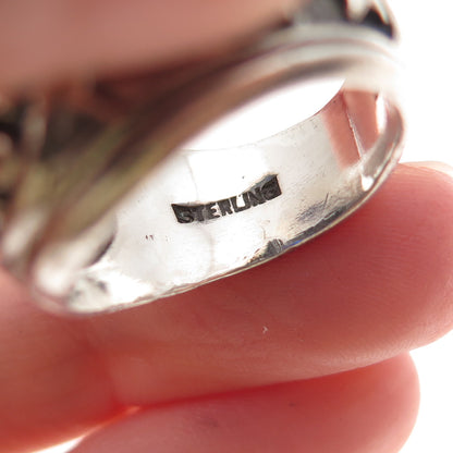 Crest Craft Sterling Vintage Lab-Created Sapphire US Coast Guard Ring Size 7.5