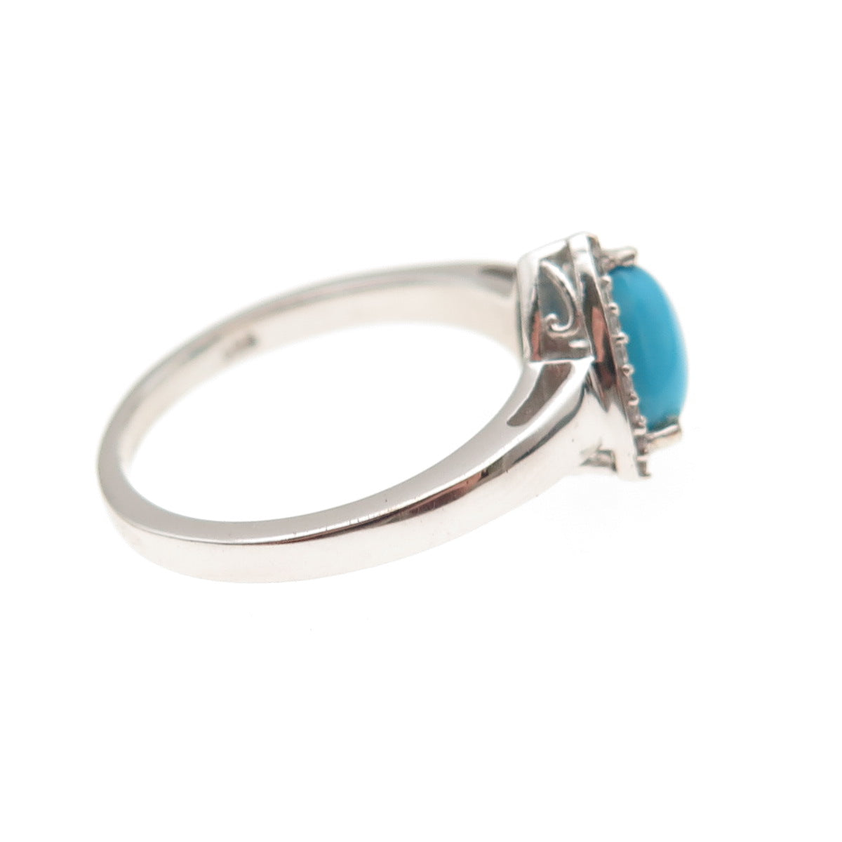 Chuck Clemency 925 Sterling Silver Real Turquoise & White Topaz Ring Size 8