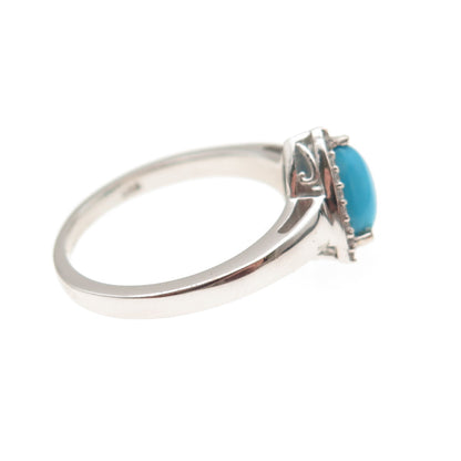 Chuck Clemency 925 Sterling Silver Real Turquoise & White Topaz Ring Size 8