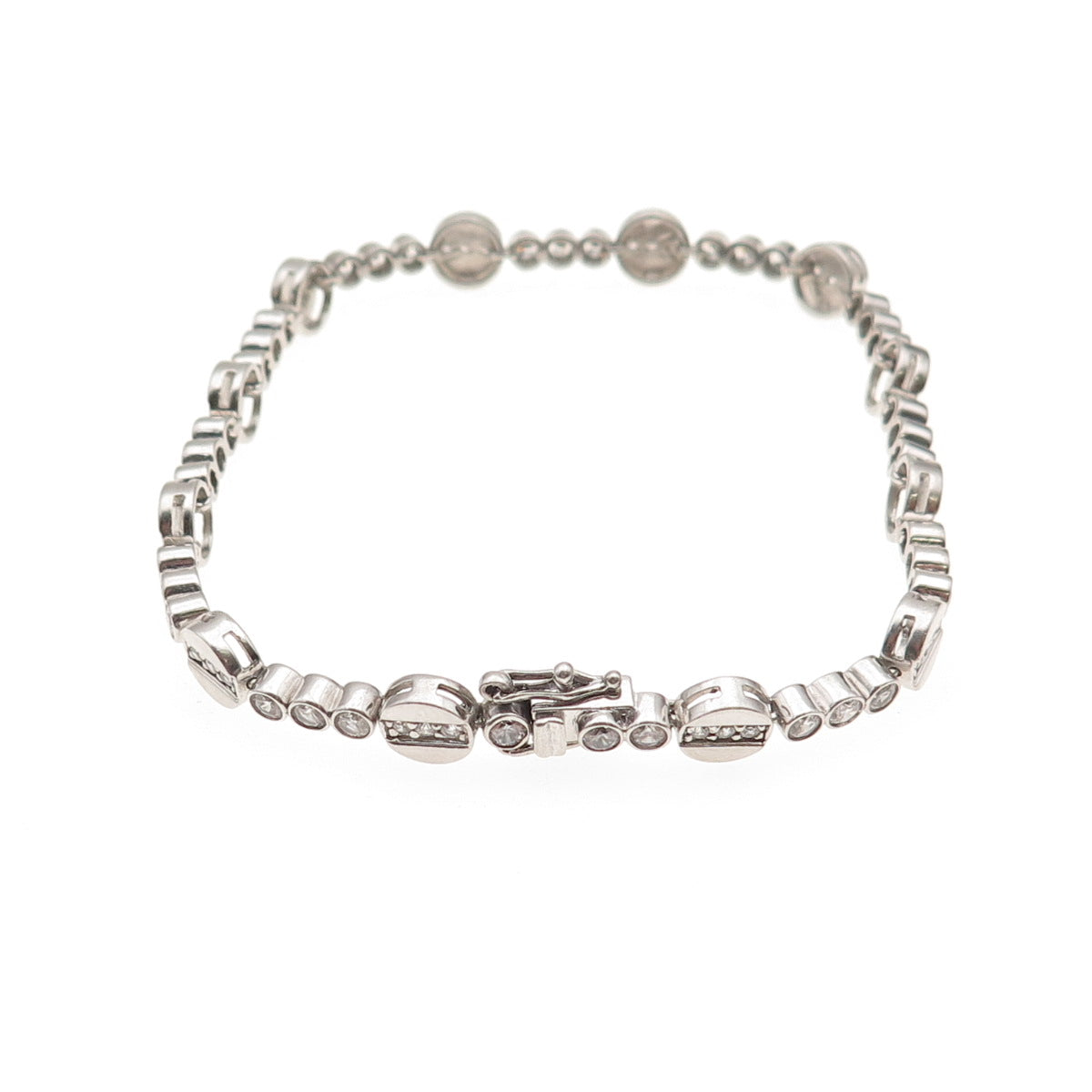 Michael Valitutti Gems En Vogue 925 Sterling Round-Cut C Z Disc Link Bracelet 8"