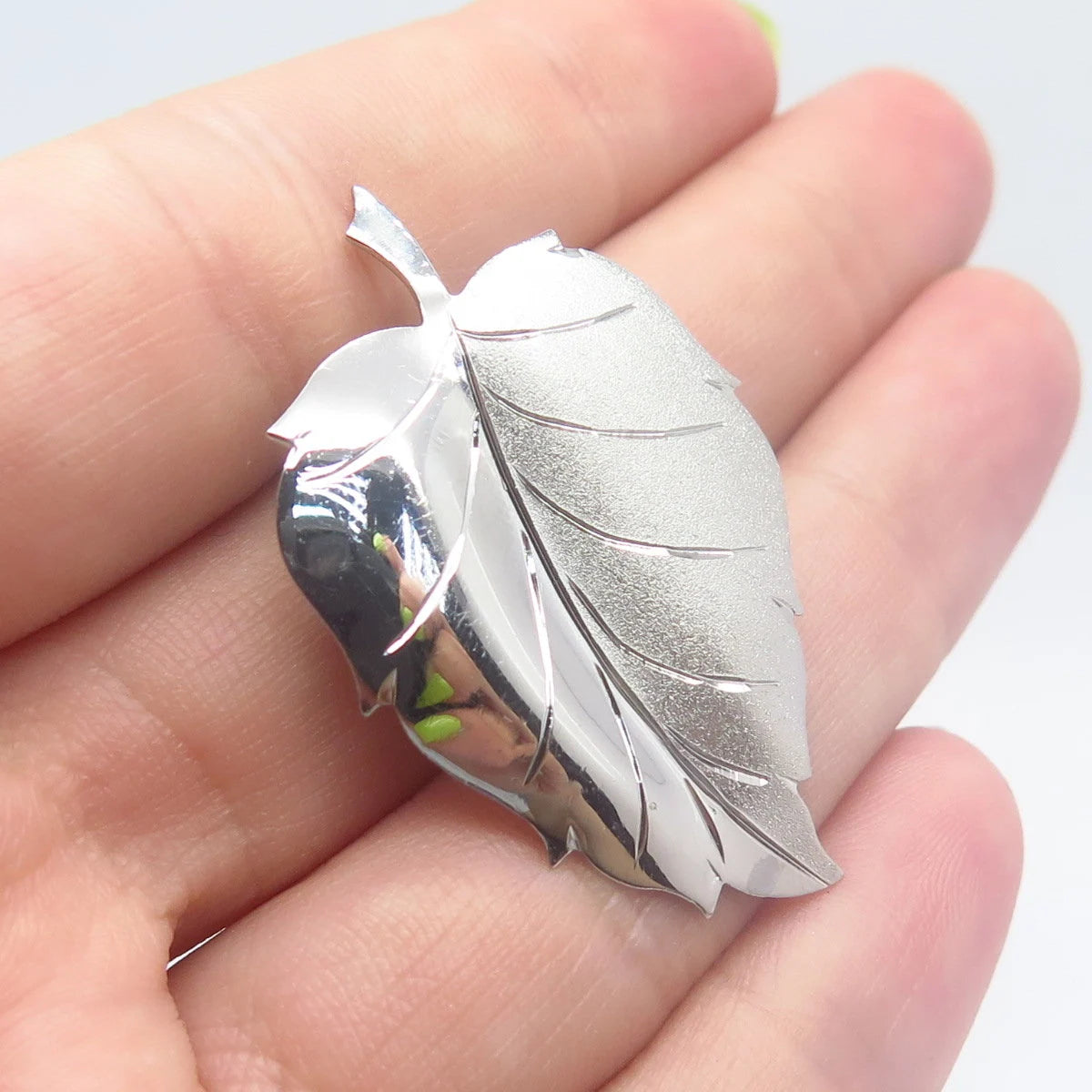 925 Sterling Silver Vintage Birmingham Ward Brothers Leaf Pin Brooch