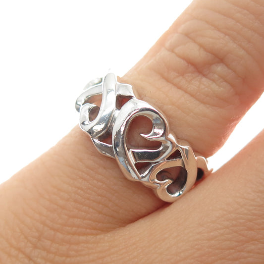 TIFFANY & CO. Paloma Picasso Sterling Silver Vintage Loving Heart Ring Size 5.75