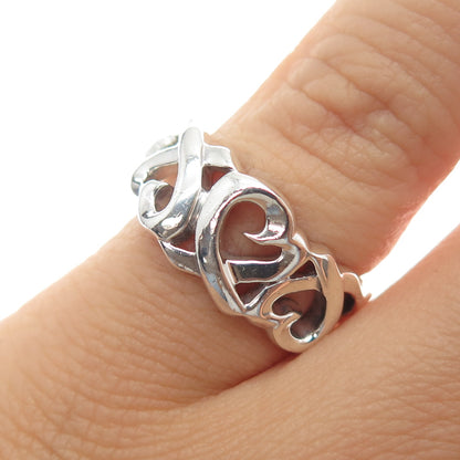 TIFFANY & CO. Paloma Picasso Sterling Silver Vintage Loving Heart Ring Size 5.75