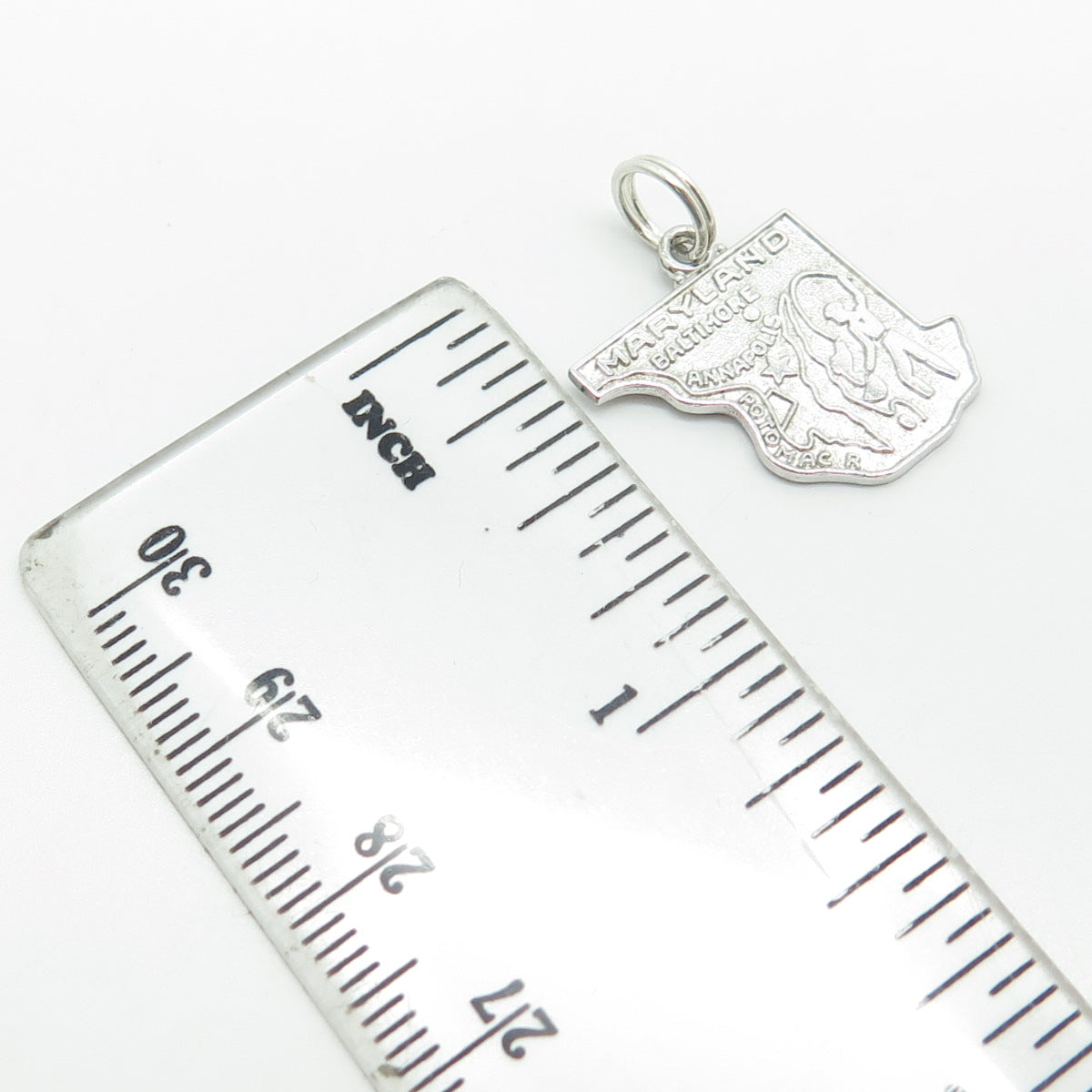 WELLS 925 Sterling Silver Vintage Maryland Old Line State Map Charm Pendant