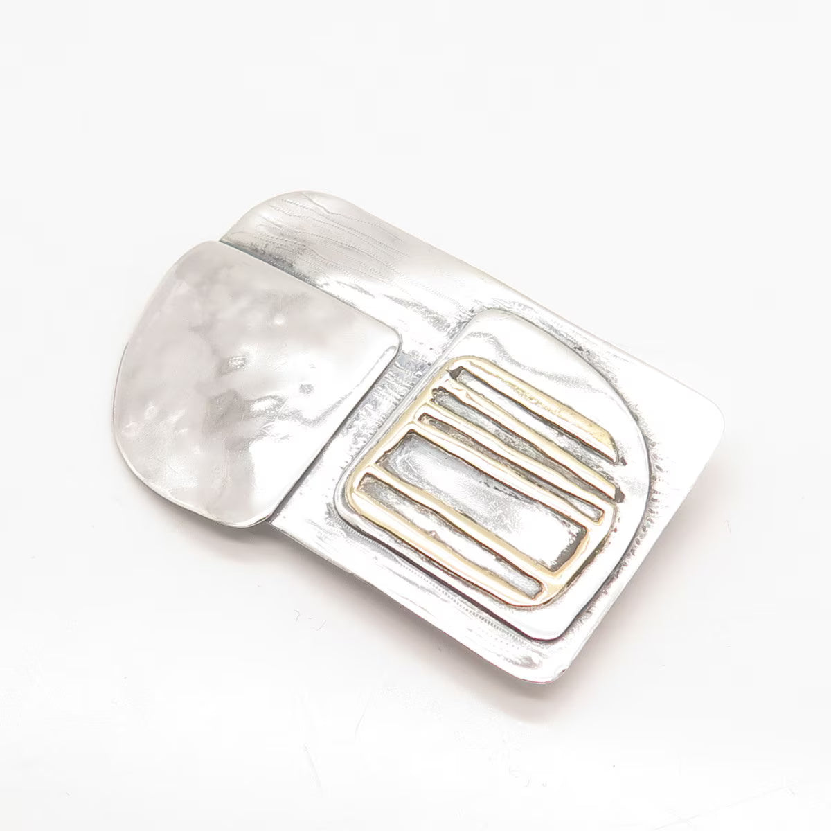 925 Sterling Silver 2-Tone Vintage Abstract Pin Brooch
