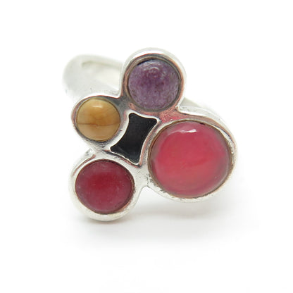 BARSE Sterling Silver Vintage Real Cherry Quartz Lepidolite & Jasper Ring Size 7