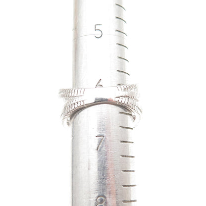 925 Sterling Silver Lab-Created Sapphire & C Z Crisscross Ring Size 6.25