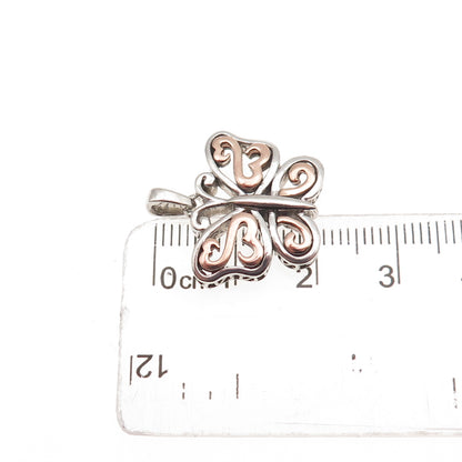 Jane Seymour 925 Sterling Silver 14K Rose Gold Open Heart Butterfly Mini Pendant