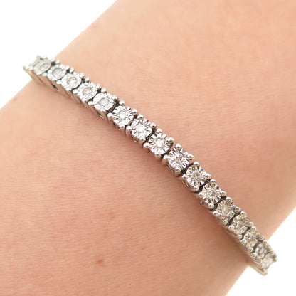 Chuck Clemency 925 Sterling Silver Real Diamond Adjustable Bolo Bracelet 6-8.25"