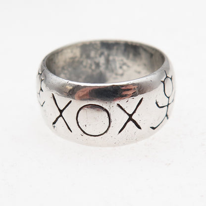 925 Sterling Silver Vintage XOX Hugs & Kisses Couple Oxidized Ring Size 6.25