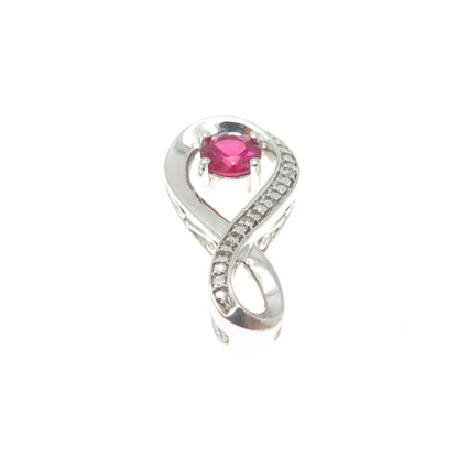 925 Sterling Silver Real Diamond Accent Lab-Created Ruby Infinity Slide Pendant