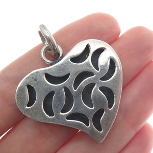 950 Silver Vintage Modernist Crescent Heart Charm Pendant