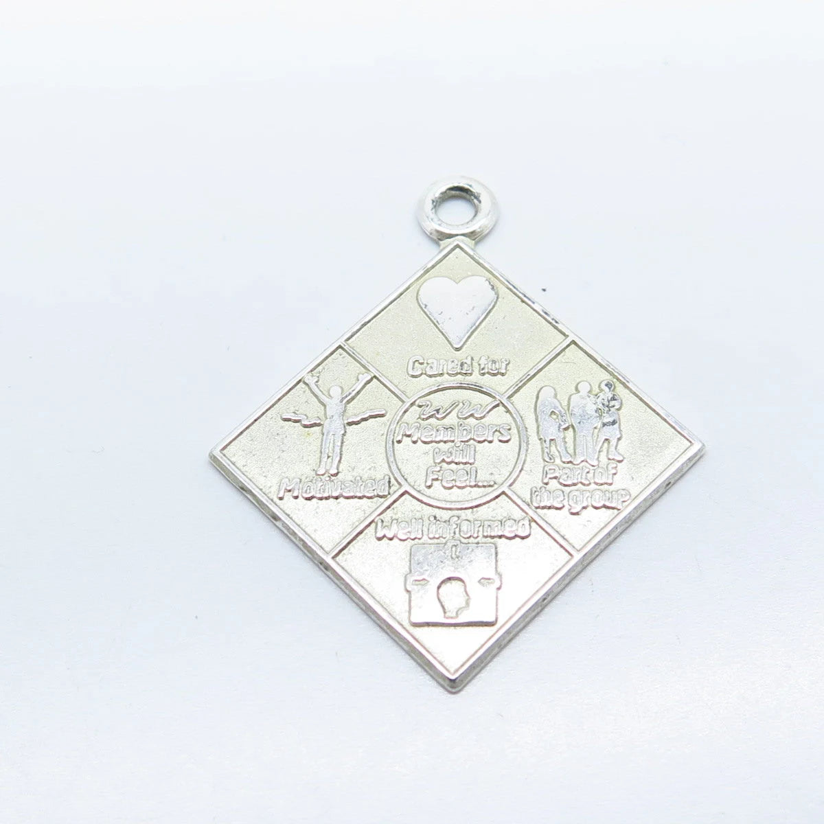 925 Sterling Silver Vintage "Members Will Feel" Inspirational Pendant