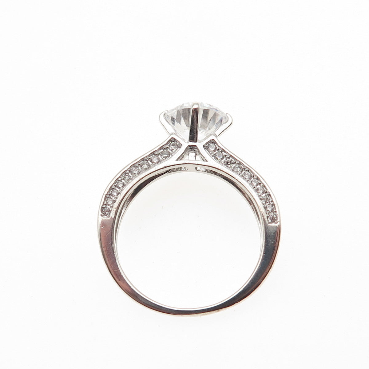 925 Sterling Silver Round-Cut C Z Engagement Ring Size 7.25