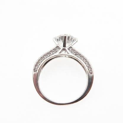 925 Sterling Silver Round-Cut C Z Engagement Ring Size 7.25