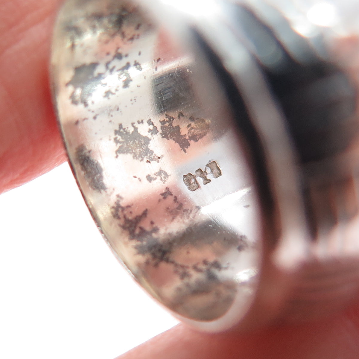 925 Sterling Silver Vintage Modernist Wide Band Oxidized Ring Size 6.5