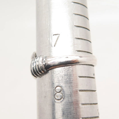 925 Sterling Silver Vintage Overlap Ring Size 7.5