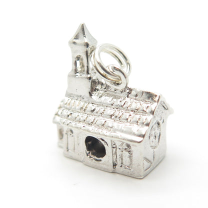 925 Sterling Silver Vintage Castle Charm Pendant