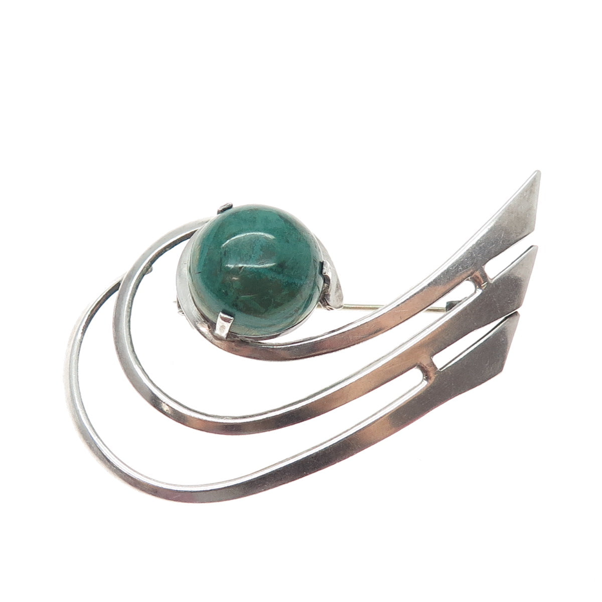 925 Sterling Silver Vintage Israel Real Eilat Modernist Wave Pin Brooch