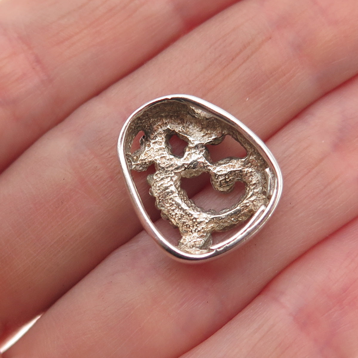 Melissa Rivers 925 Sterling Vintage Granulated Floral Slide Mini Charm Pendant