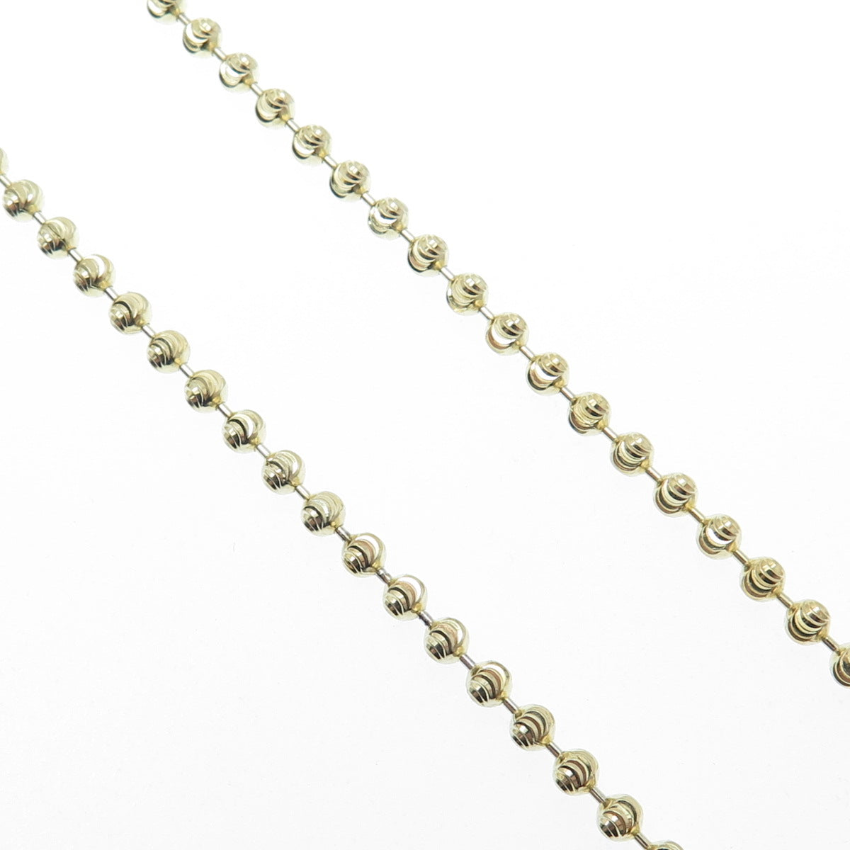 925 Sterling Gold Plated BSI Italy Diamond-Cut Ball Beaded Chain Necklace 28"