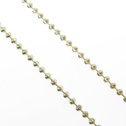 925 Sterling Gold Plated BSI Italy Diamond-Cut Ball Beaded Chain Necklace 28"