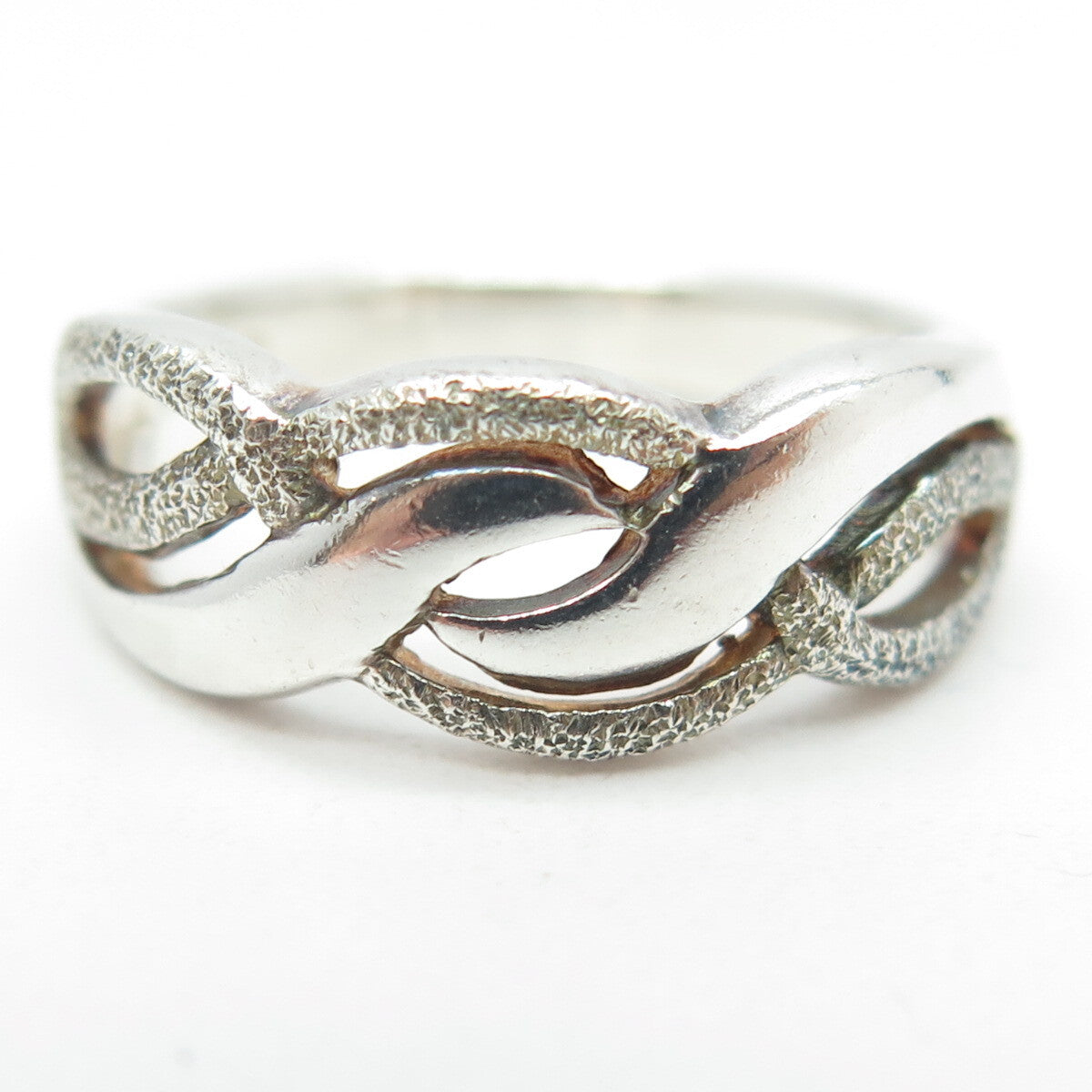 925 Sterling Silver Vintage Twisted Ring Size 8