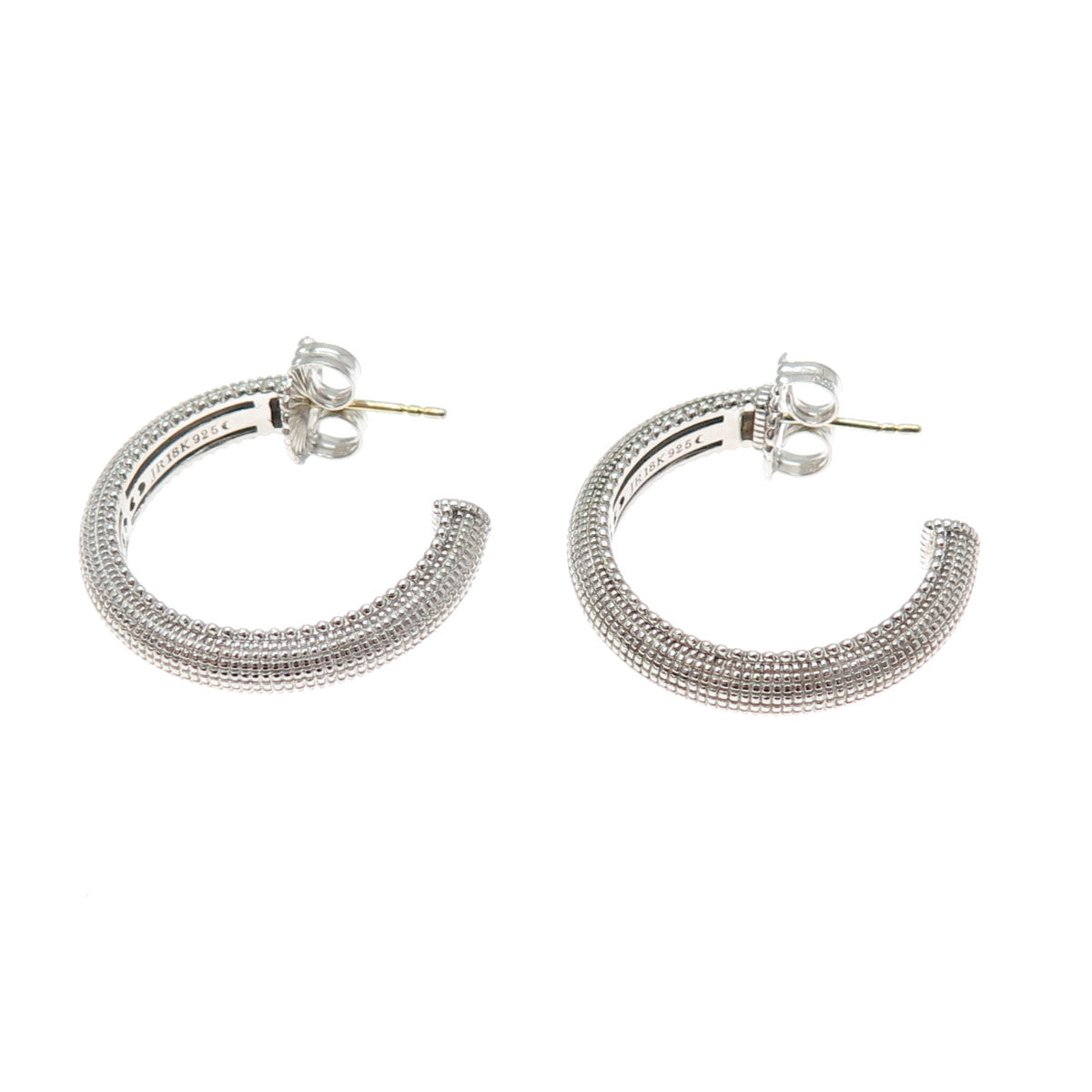 JUDITH RIPKA 925 Sterling Silver & 18K Gold Posts Vintage Hoop Earrings
