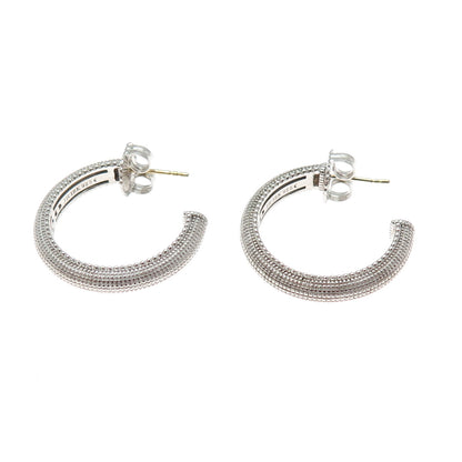 JUDITH RIPKA 925 Sterling Silver & 18K Gold Posts Vintage Hoop Earrings
