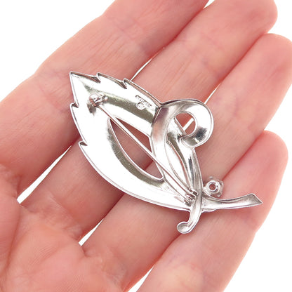 Marvel Jewelry 925 Sterling Silver Antique Art Deco Rhinestone Floral Pin Brooch