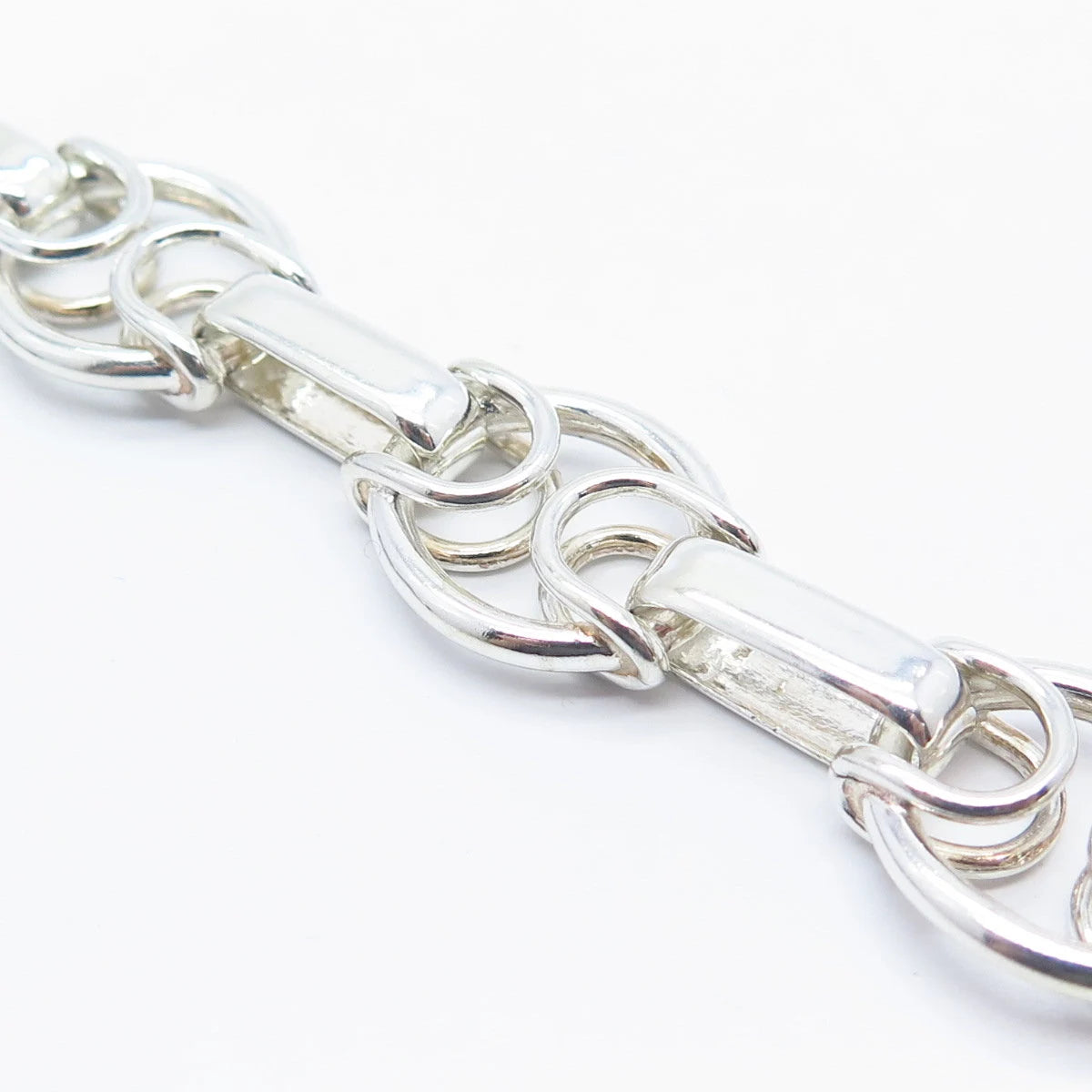 950 Silver Vintage Bar Rolo Link Bracelet 7.5"