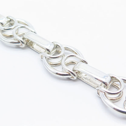 950 Silver Vintage Bar Rolo Link Bracelet 7.5"