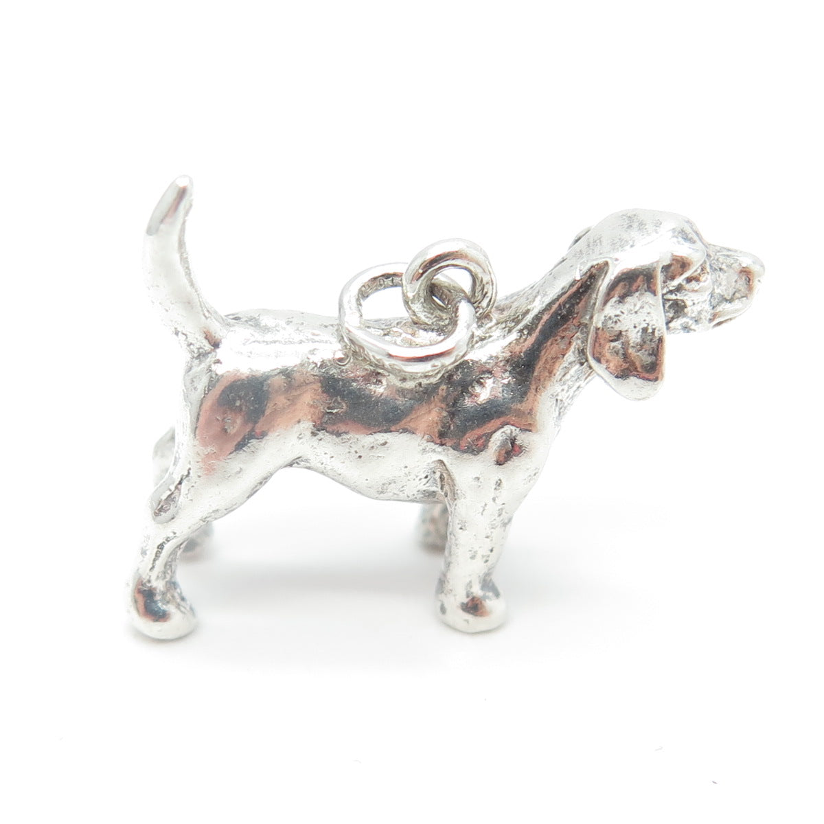 925 Sterling Silver Antique Art Deco Dog Minimalist 3D Charm Pendant