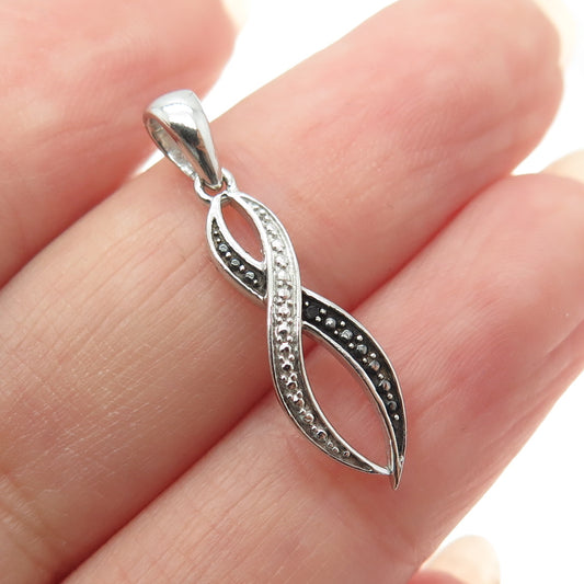 925 Sterling Silver Real Diamond Accent Infinity Minimalist Charm Pendant