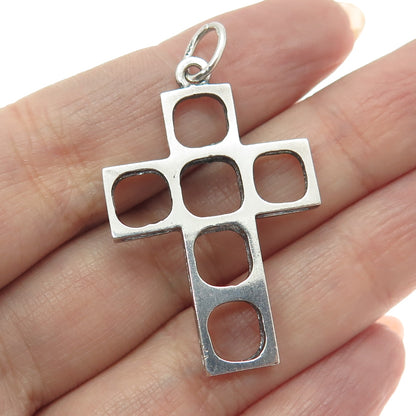 925 Sterling Silver Vintage Open Geometric Cross Pendant