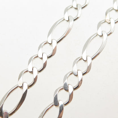 925 Sterling Silver Vintage Italy Figaro Chain Necklace 20"