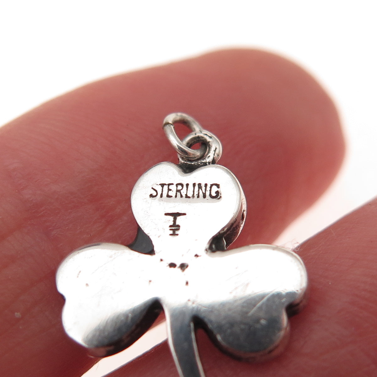 Tommy Long Navajo Old Pawn 925 Sterling Vintage Turquoise Inlay Clover Pendant