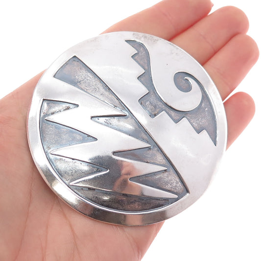 Old Pawn 925 Sterling Silver Vintage Southwestern Tribal Pin Brooch / Pendant