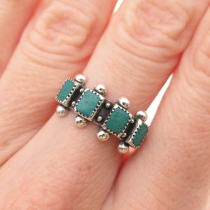 Old Pawn Sterling Silver Vintage Southwestern Turquoise Tribal Ring Size 7.75
