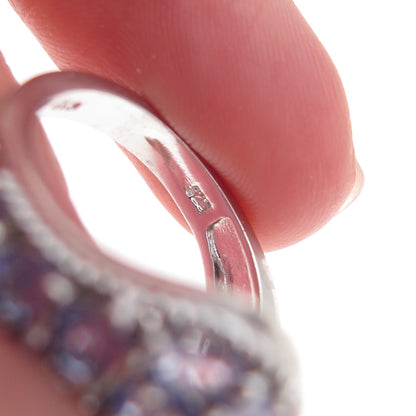 Chuck Clemency 925 Sterling Silver Real Tanzanite Bypass Ring Size 8.25