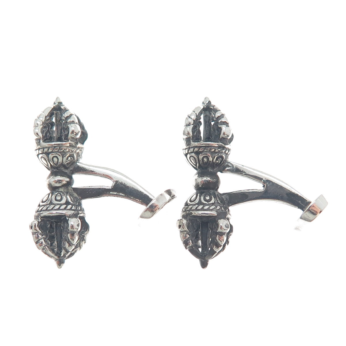 925 Sterling Silver Vintage Dorje Phurba Dagger Tibetan Oxidized Cufflinks