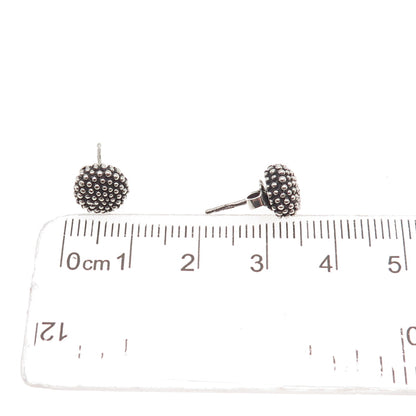 925 Sterling Silver Vintage Granulated Ball Oxidized Stud Earrings