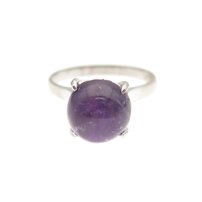 925 Sterling Silver Antique Art Deco Real Amethyst Ring Size 6.25